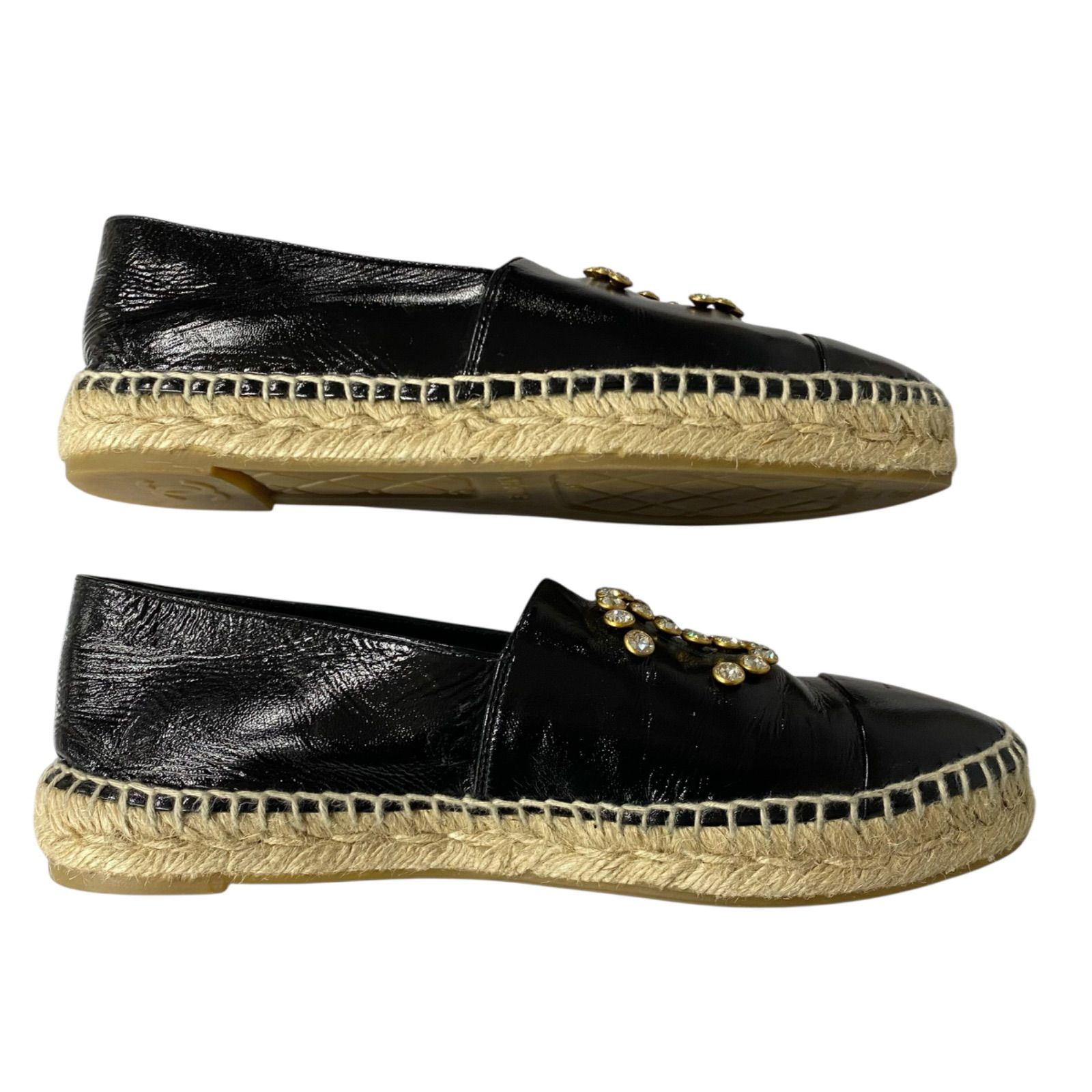 ○美品 シャネル CHANEL CCマーク エスパドリーユ フラット