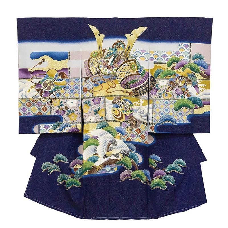 新品「最高級品」男子正絹産着祝着京友禅豪華多色本金加工染、特選大将