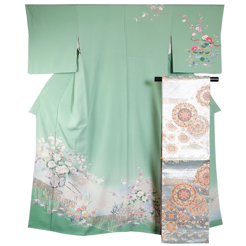 美色セット＊特価】花鳥の訪問着 袋帯 ピンク 入学式 （着物セット 