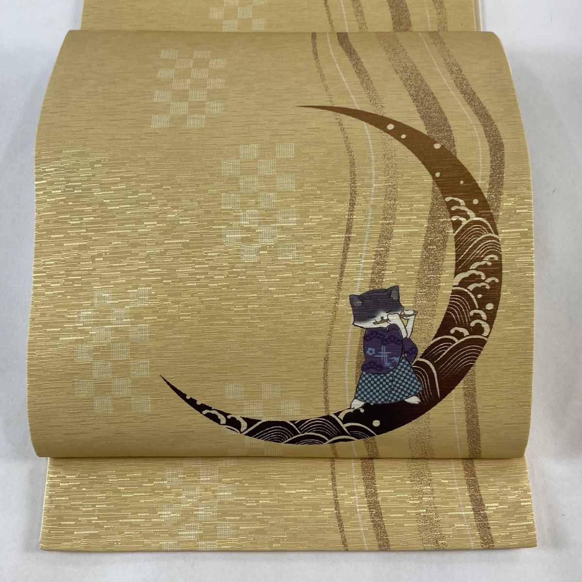 袋名古屋帯 美品 逸品 個性的 猫 三日月 黄色 正絹 【中古】 - メルカリ 