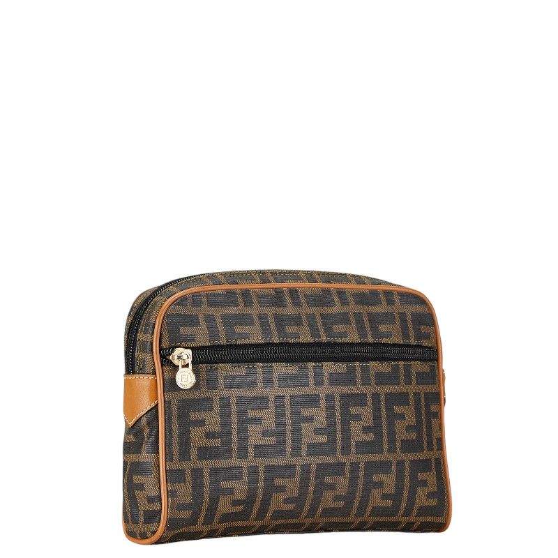 FENDI 　フェンディ　ズッカ キャンバス クラッチ バッグ ブラウン FENDI ズッカ クラッチバッグ セカンドバッグ ブラウン レザー