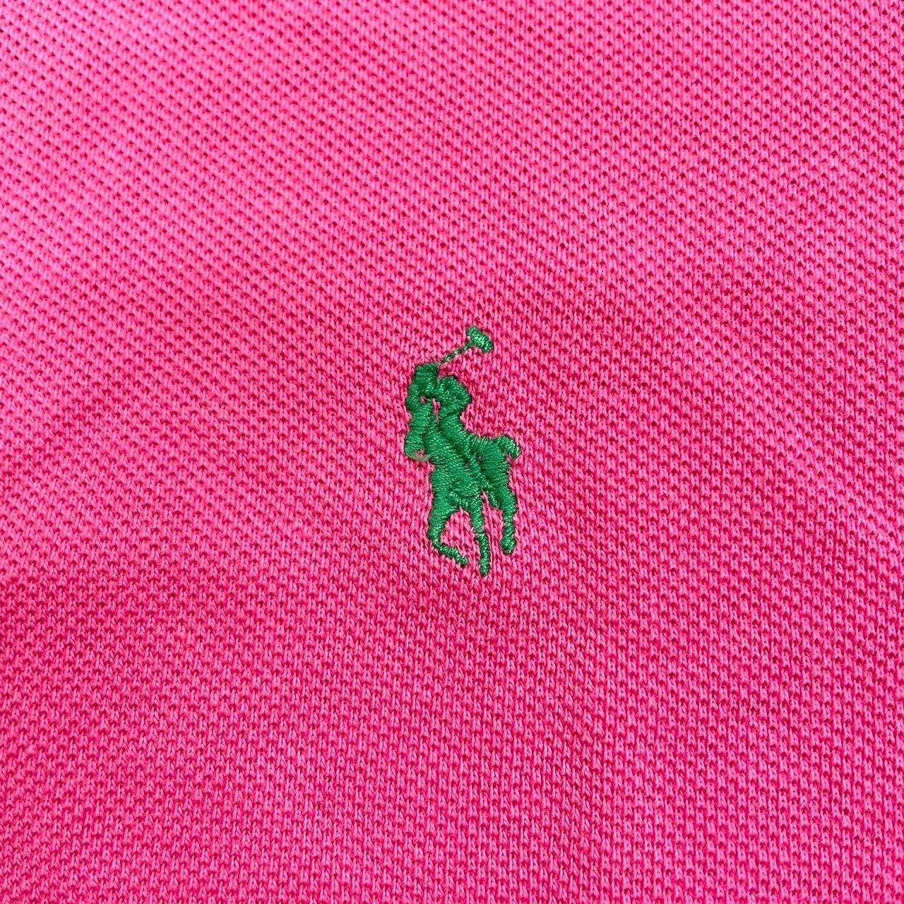 ポロ ラルフローレン 鹿の子 ポロシャツ 半袖 ロゴ 刺繍 XL ピンク