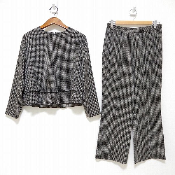 anc シセンドウ 詩仙堂 ヒトシタムラ セットアップ ツーピース ちりめん グレー 黒 鹿の子柄 パンツ レディース 967160