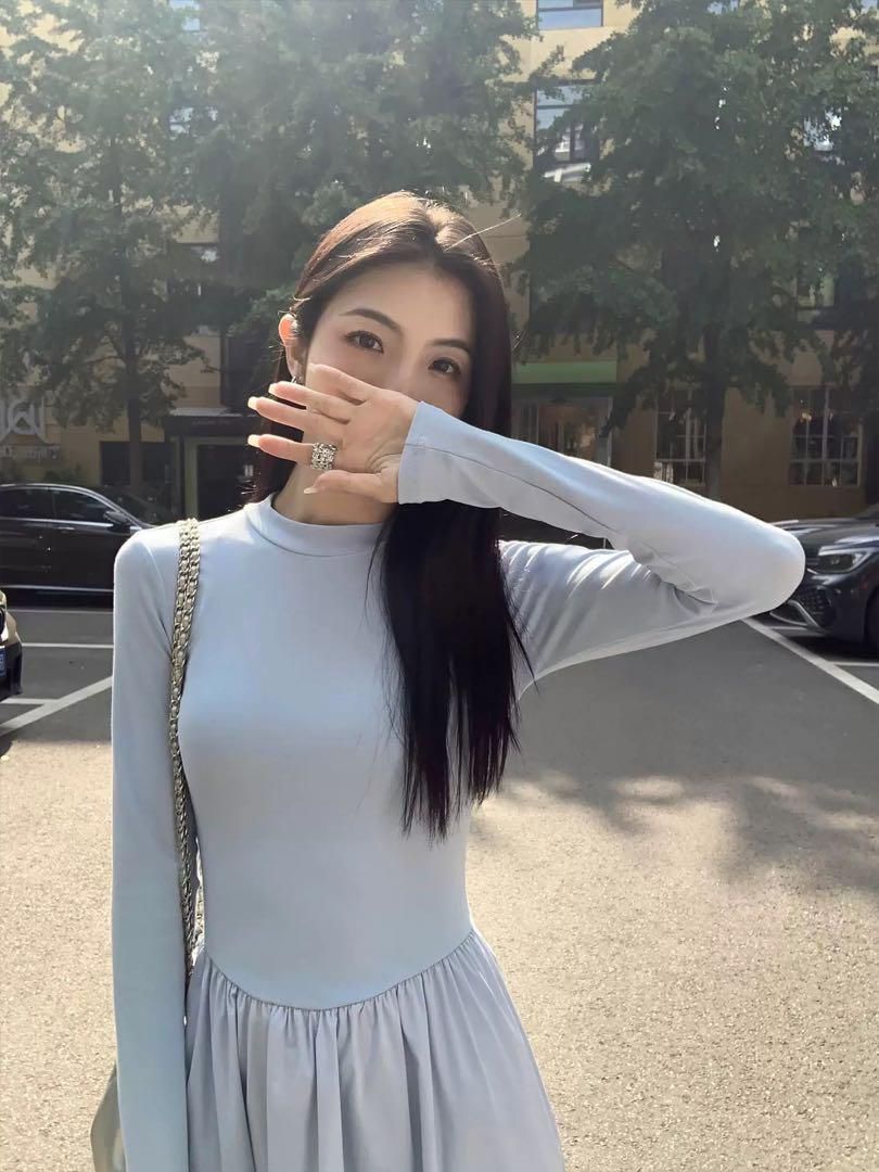 上品ニットロングドレスワンピース