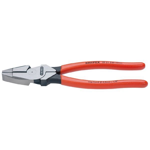 KNIPEX クニペックス 架線工事用強力ペンチ プラスチックコーティング サイズ55×17×240mm 0901-240