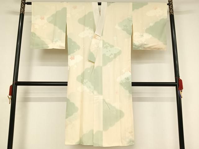 平和屋着物●長襦袢 袷 作家物 雲取り舞花地紋 万葉の華 正絹 ♥ AABA4454np