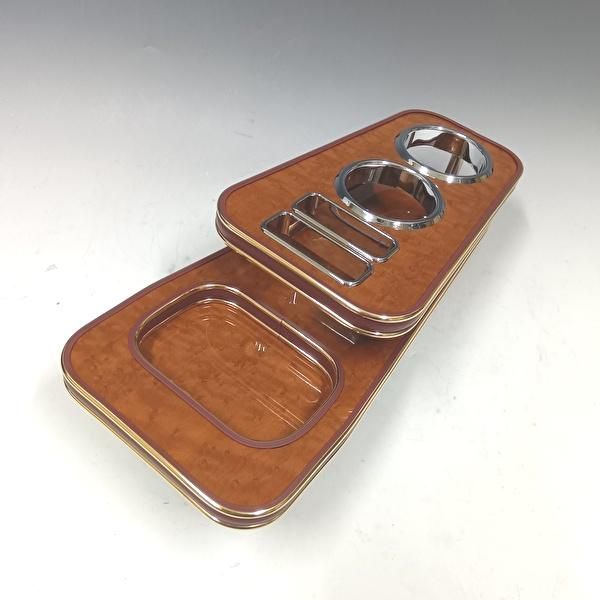 50系プリウス フロントカップホルダー ウッド 茶xゴールド