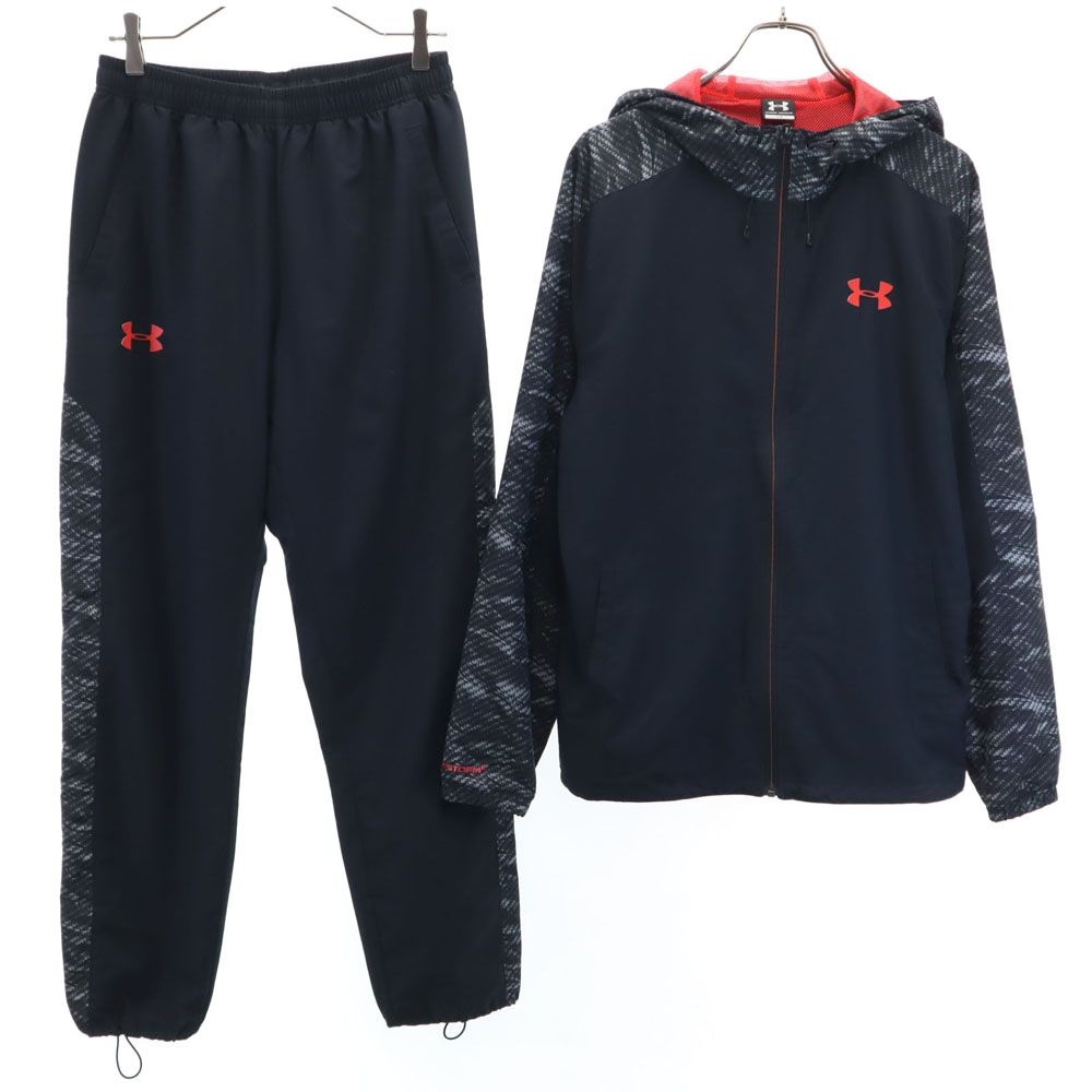 Under Armour フード付きウィンドブレーカー 黒・赤 上下セット