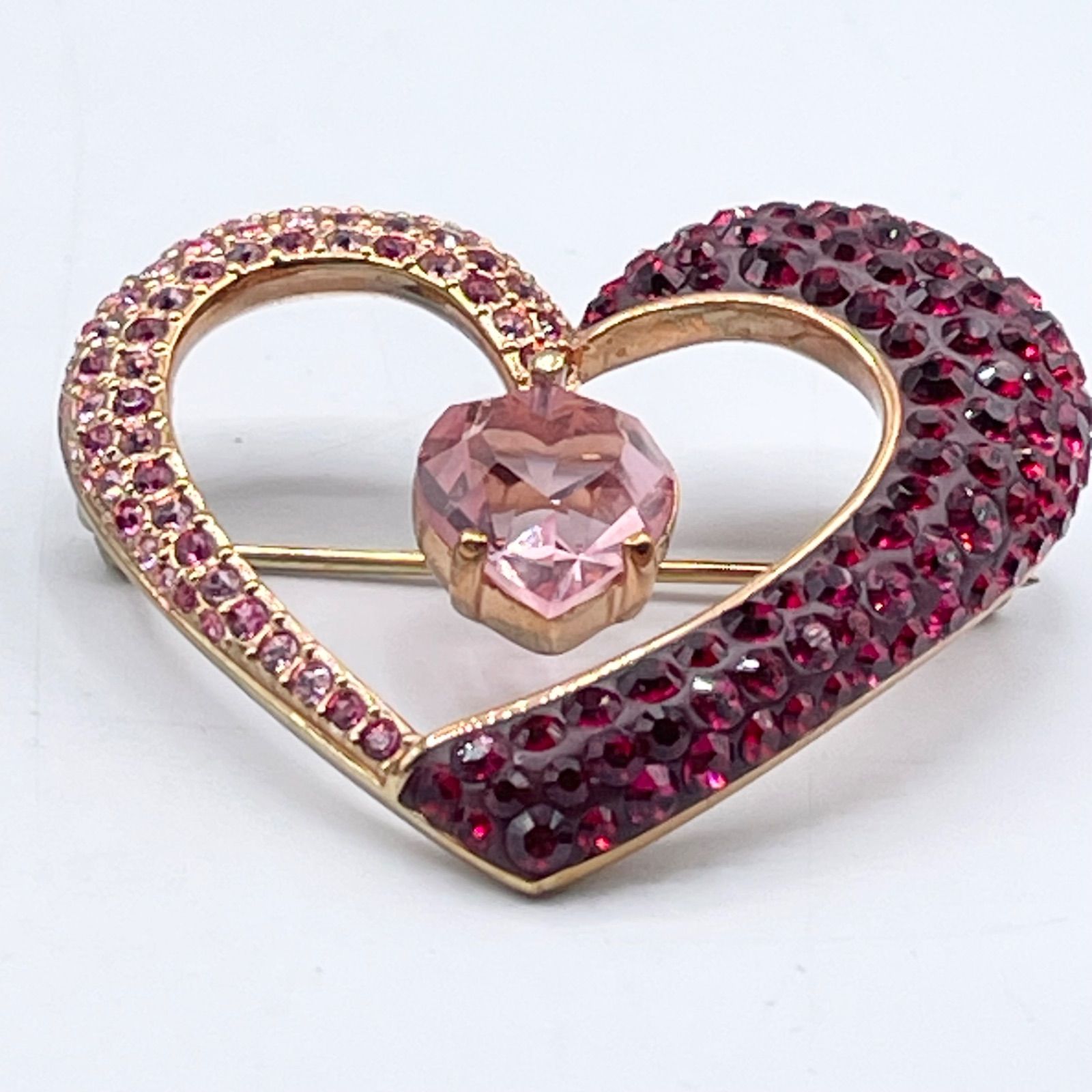 SWAROVSKI スワロフスキー ブローチ オープン ハート ピンク