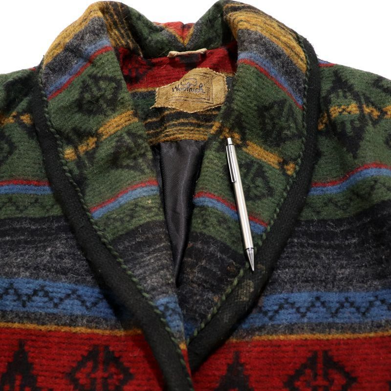 80's Woolrich ネイティブ柄ウールジャケット 80s USA製 vintage WOOLRICH ネイティブ柄 ボーダー ショール