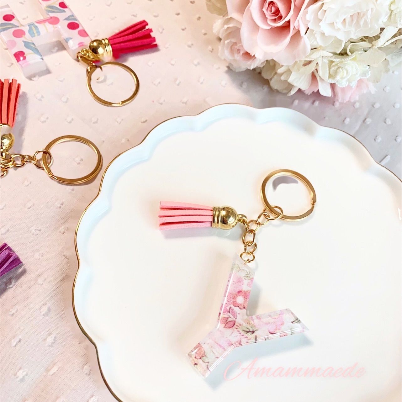 リバティ ハンドメイド イニシャルキーホルダー 6 Y