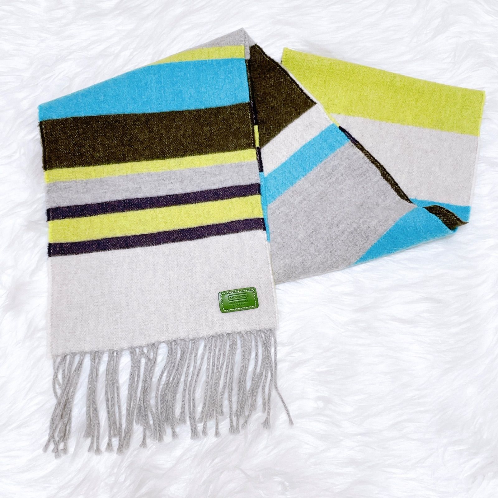 コーチ カシミヤ マルチ マフラー フリンジ