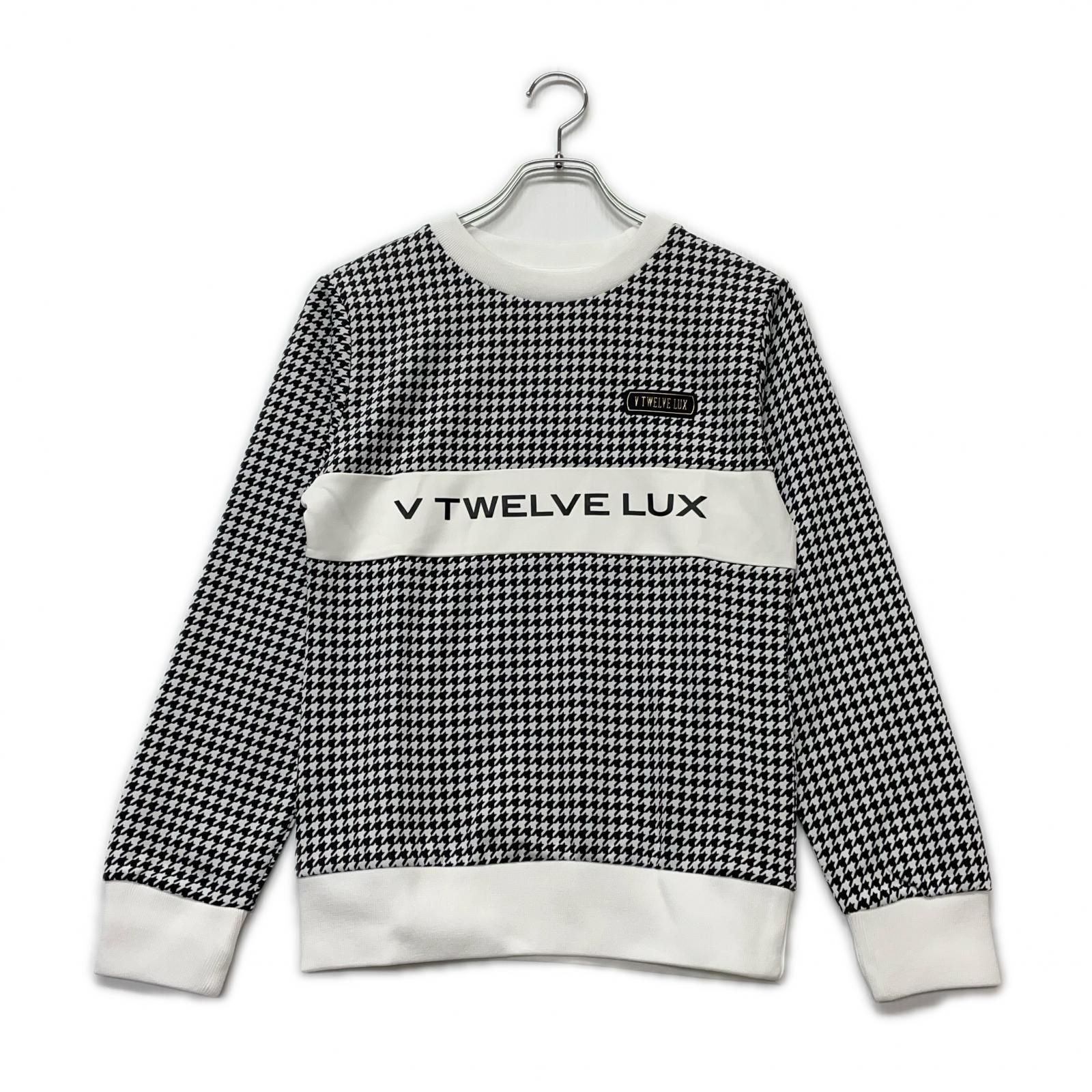 レディース ヴィ トゥエルヴ V12 スウェット 1 M 白×黒 千鳥格子 総柄 ダンボールニット ストレッチ