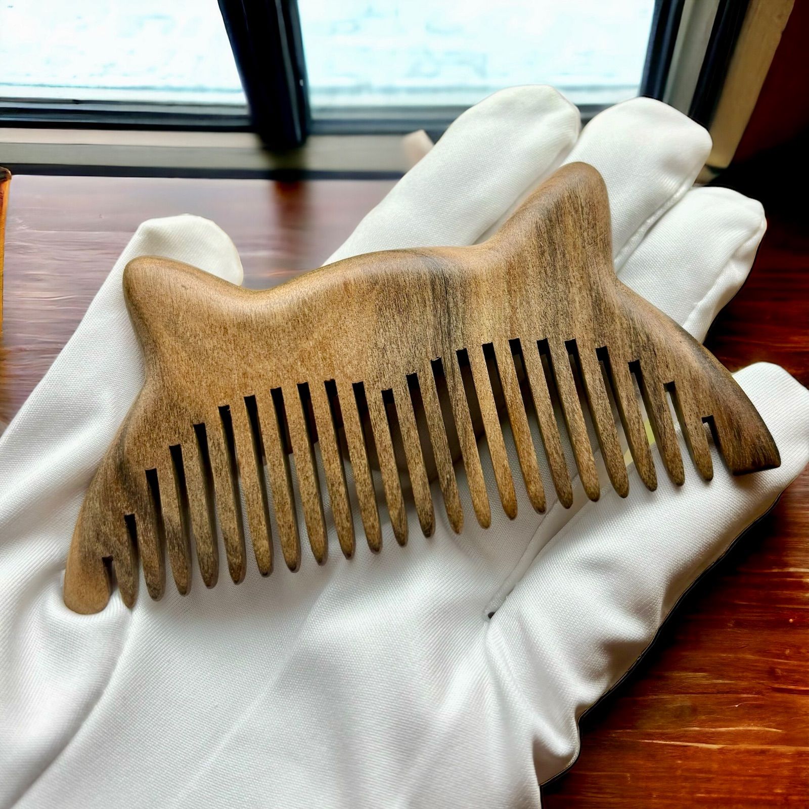 理容櫛 昭和レトロ 本鼈甲櫛 レアコーム 理容業務用 中荒直歯手付＃