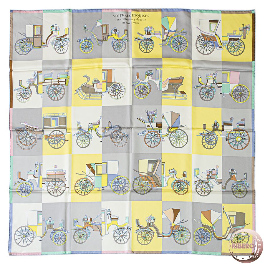 HERMES エルメス Voitures Exquises 精巧な馬車 カレ90 003429 01 
