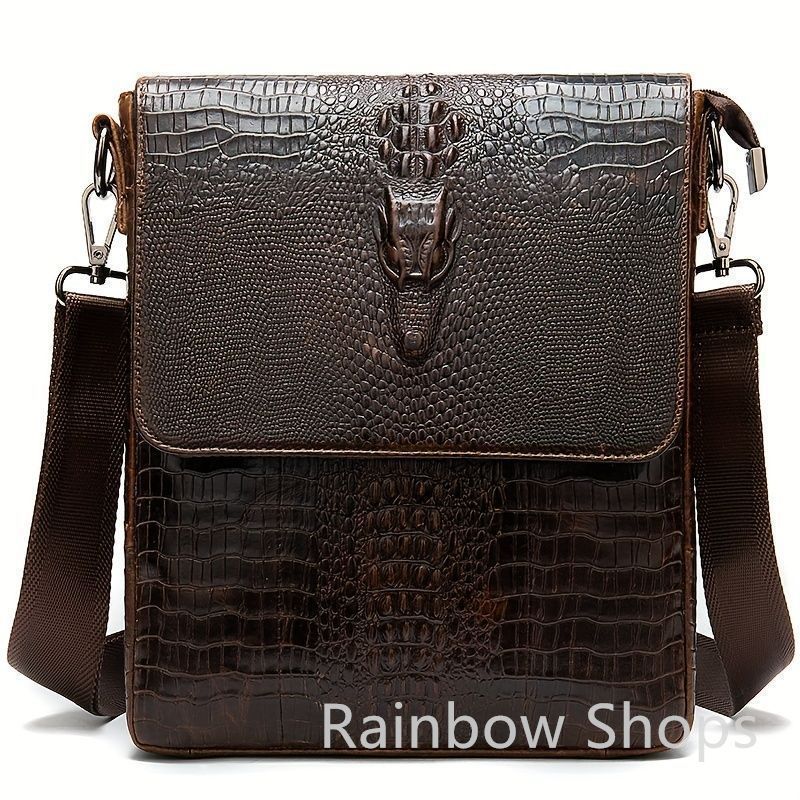高級本革★メンズブリーフケース、ショルダーバッグ 　ワニ柄　牛革　ビジネス鞄 　多機能　実用　ブラウン 121B メンズ-クロコダイルバッグ｜メンズクロコダイルバッグなら三京商会 本店