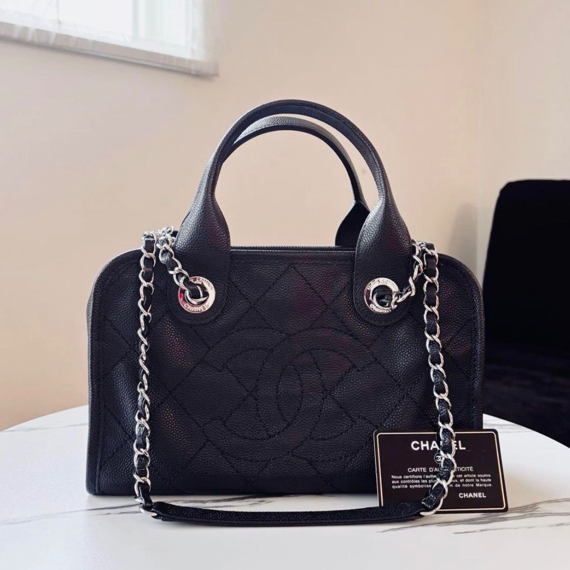 極美品 CHANEL シャネル マトラッセ キャビアスキン ハンドバッグ