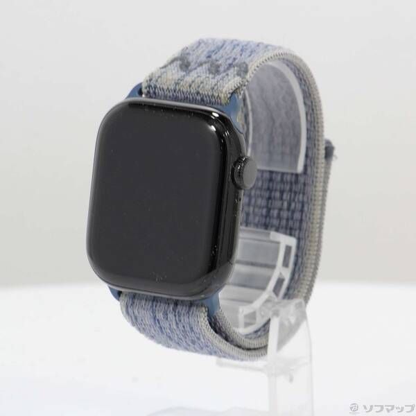 〔 〕 Apple Watch Series 10 GPS 42mm ジェットブラックアルミニウムケース グレイ ブルーNikeスポーツループ 377