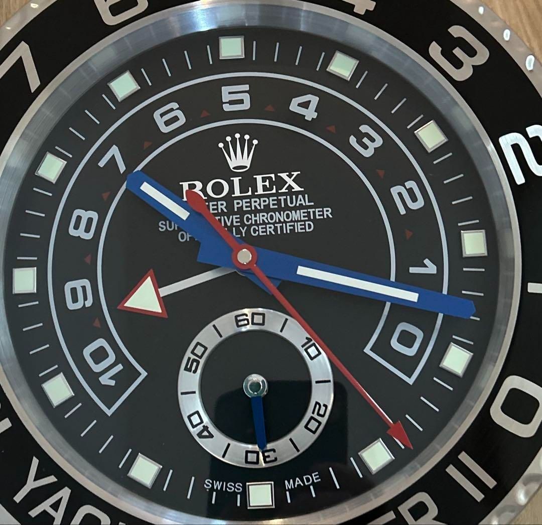 海外販促用ROLEX 掛け時計 ヨットマスター シルバー ブラック文字盤