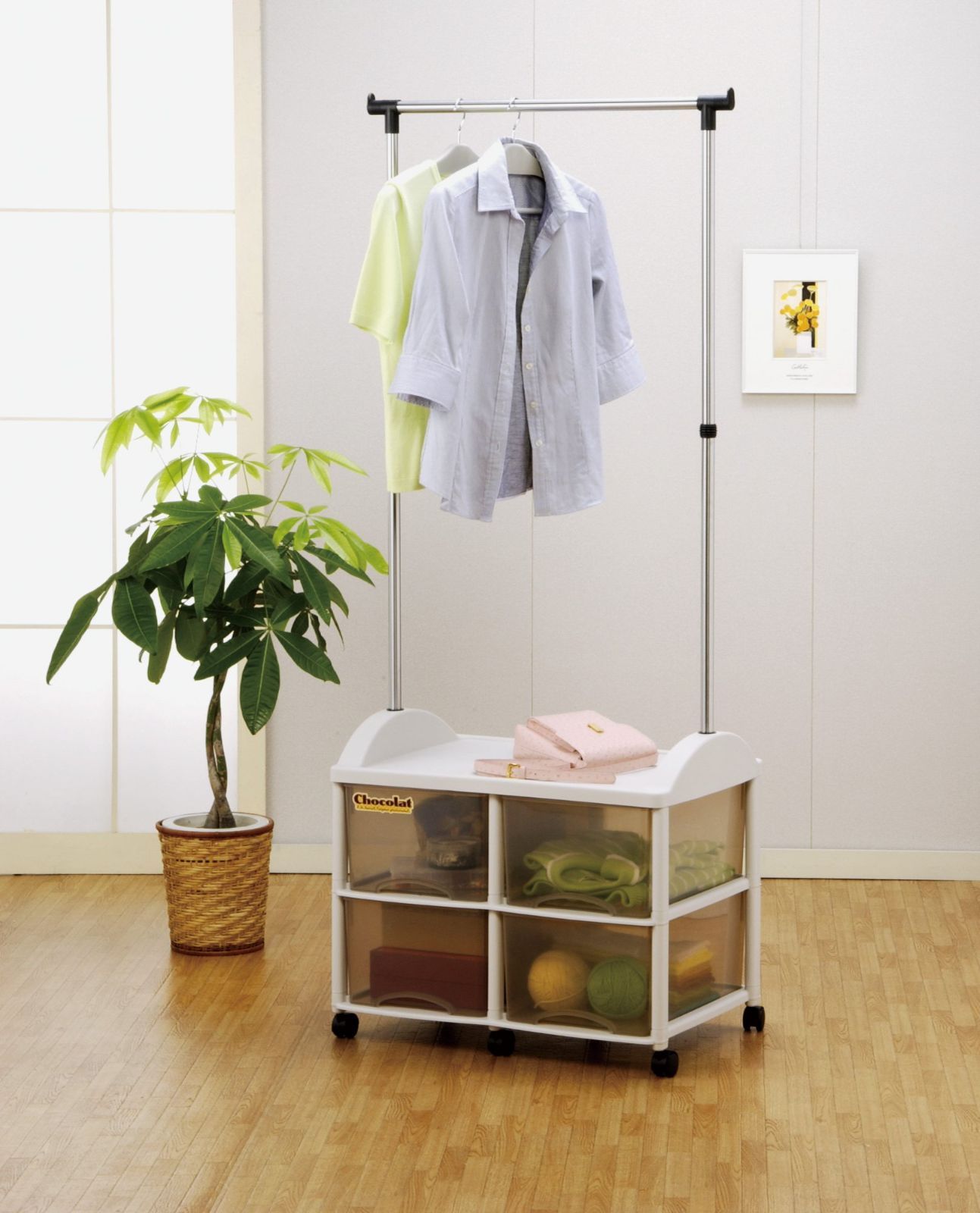 和泉化成 ハンガーラック ショコラ ハンガーボックス4W型キャスター付 66×44.5×高159.5cm NEXPOTALLINN_EU