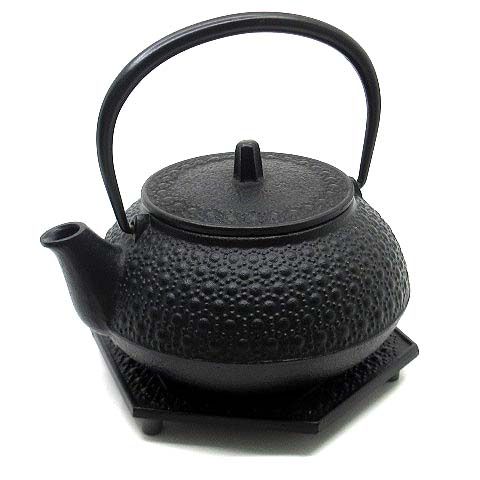 岩鋳 IWACHU 鉄瓶兼用急須 5型 新亀甲 釜敷セット 南部鉄器
