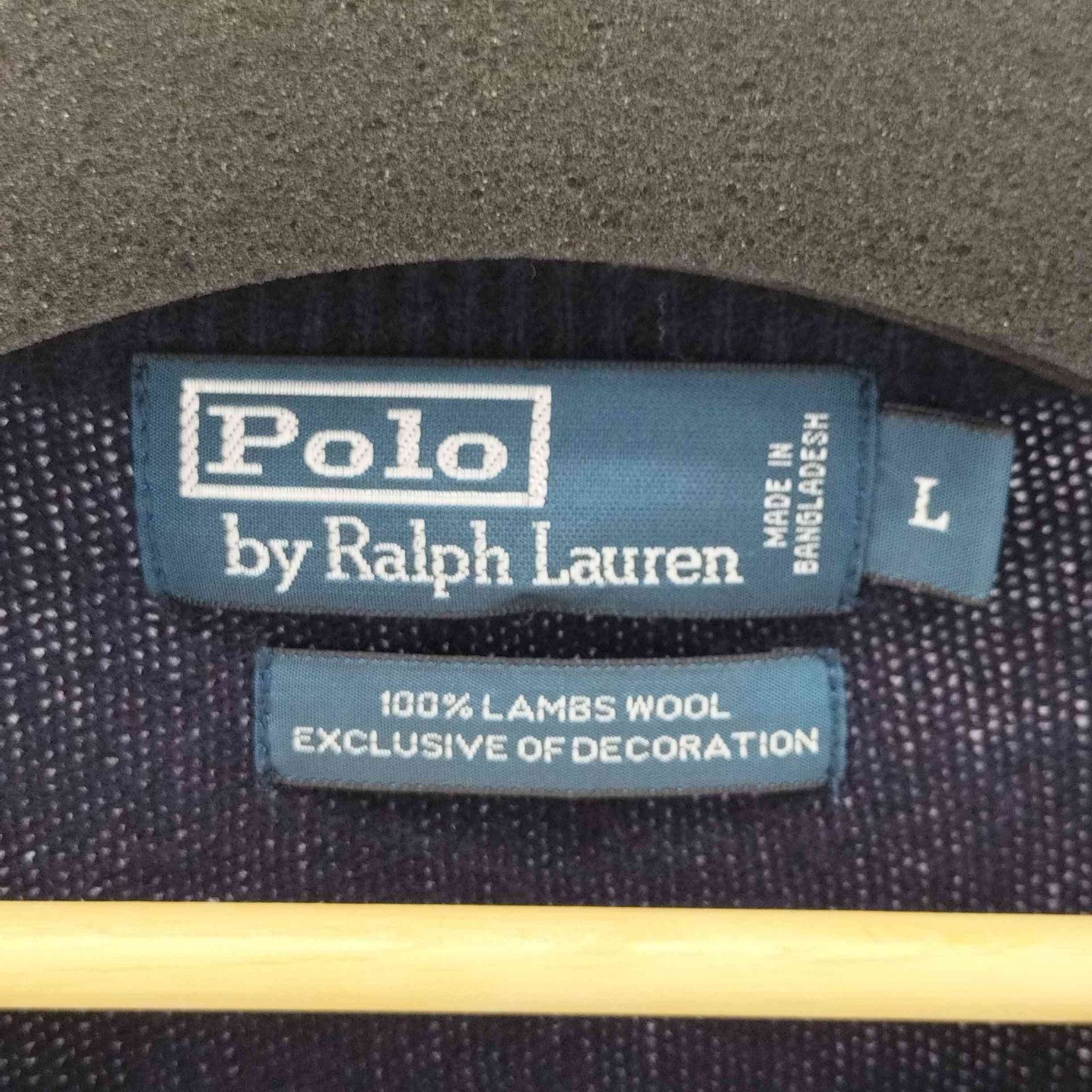 ポロバイラルフローレン Polo by RALPH LAUREN 100% LAMBS WOOL ポニー刺繍 Vネック ウール ニット メンズ import：L 