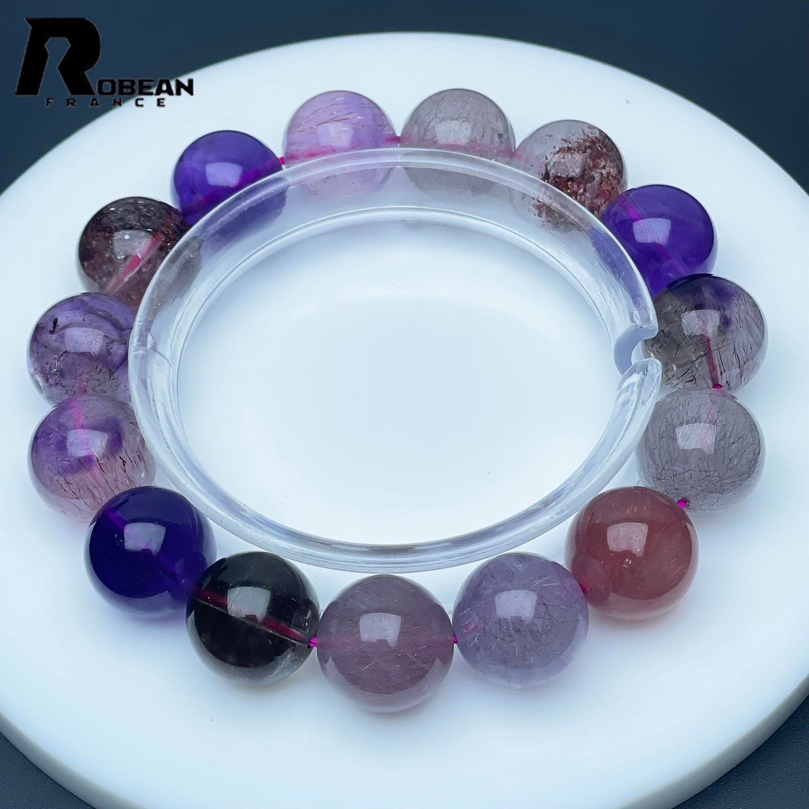 逸品 EU製 定価30万円ROBEAN・スーパーセブンパワーストーン ブレスレット 天然石 原石 お守り プレゼント ギフト プレゼント ギフト 13-13.5mm M1128577