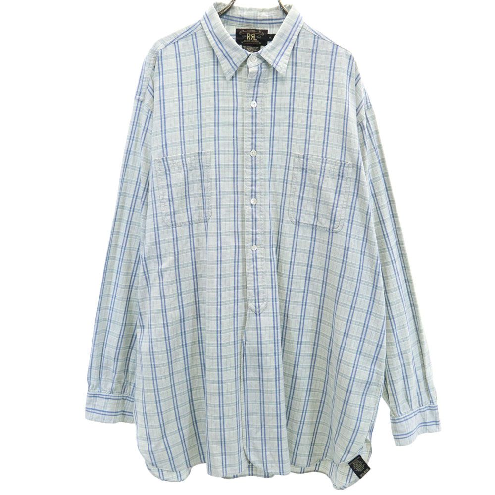 RRL 90s 初期タグ 赤3星 オールド チェック柄 長袖 シャツ XL ブルー系
