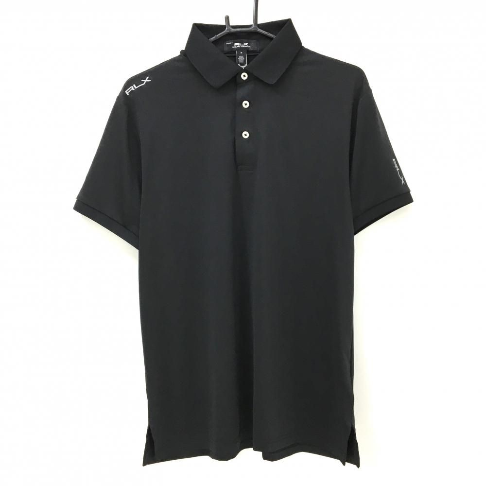 超 RLXラルフローレン 半袖ポロシャツ 黒 ロゴ メンズ M ゴルフウェア Ralph Lauren