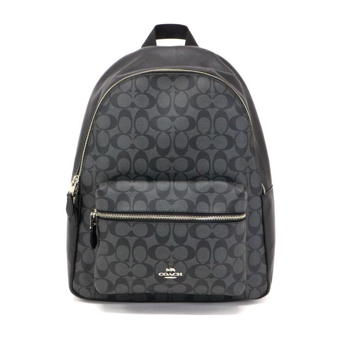 美品 COACH リュック バックパック シグネチャー PVCカーフレザー 黒