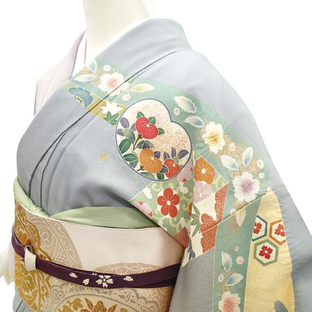 新古品】 訪問着 着物 未使用 正絹 フォーマル 金駒刺繍 金彩