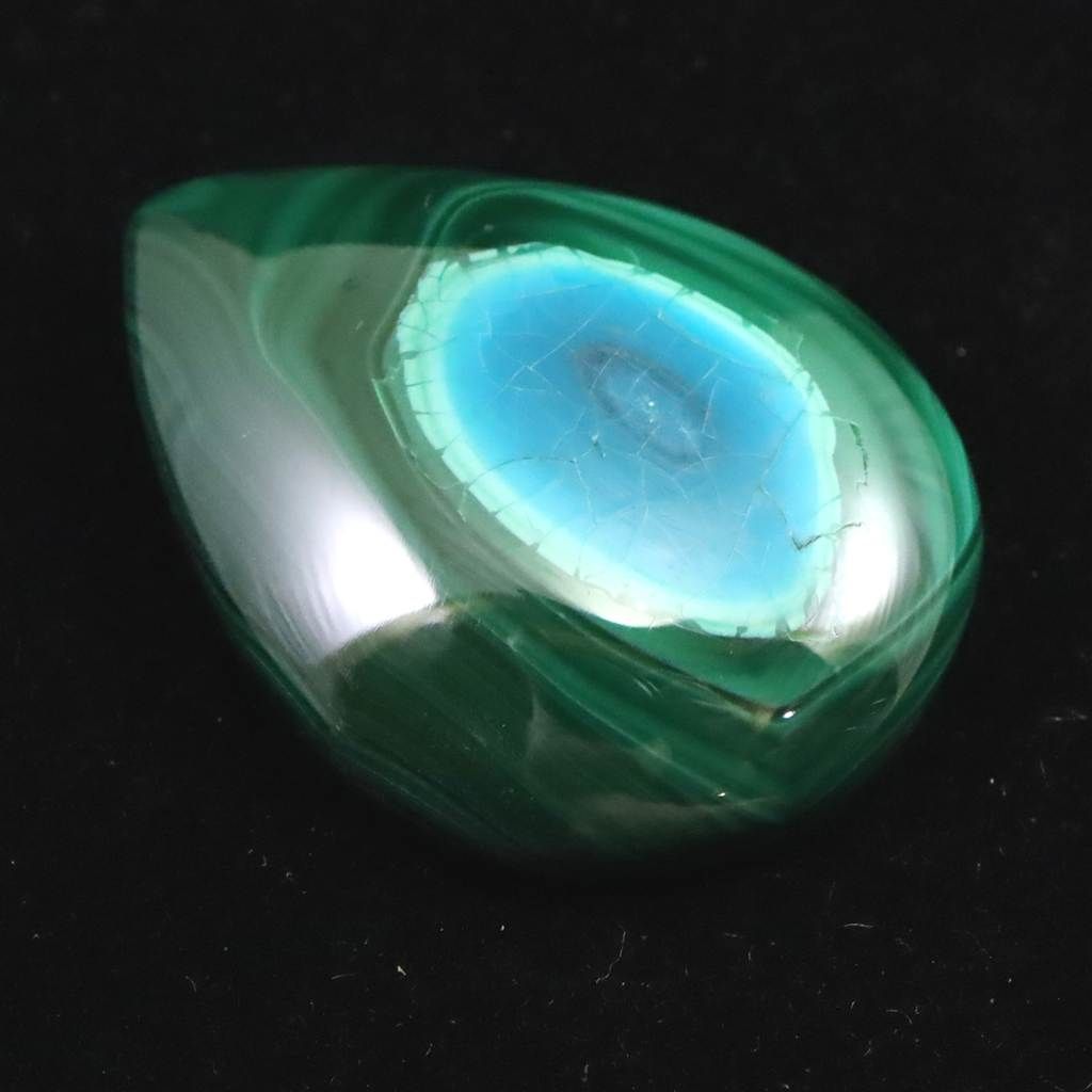 クリソコラインマラカイト 34mmペアシェイプ タンブル 16.2g 榎本通商60758