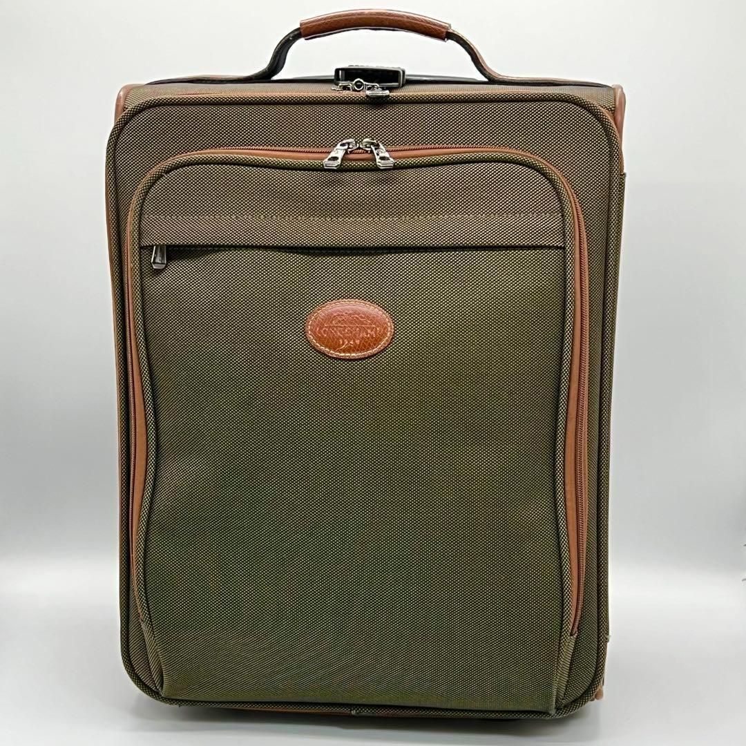 ロンシャン スーツケース 旅行カバン キャンバス レザー グリーン