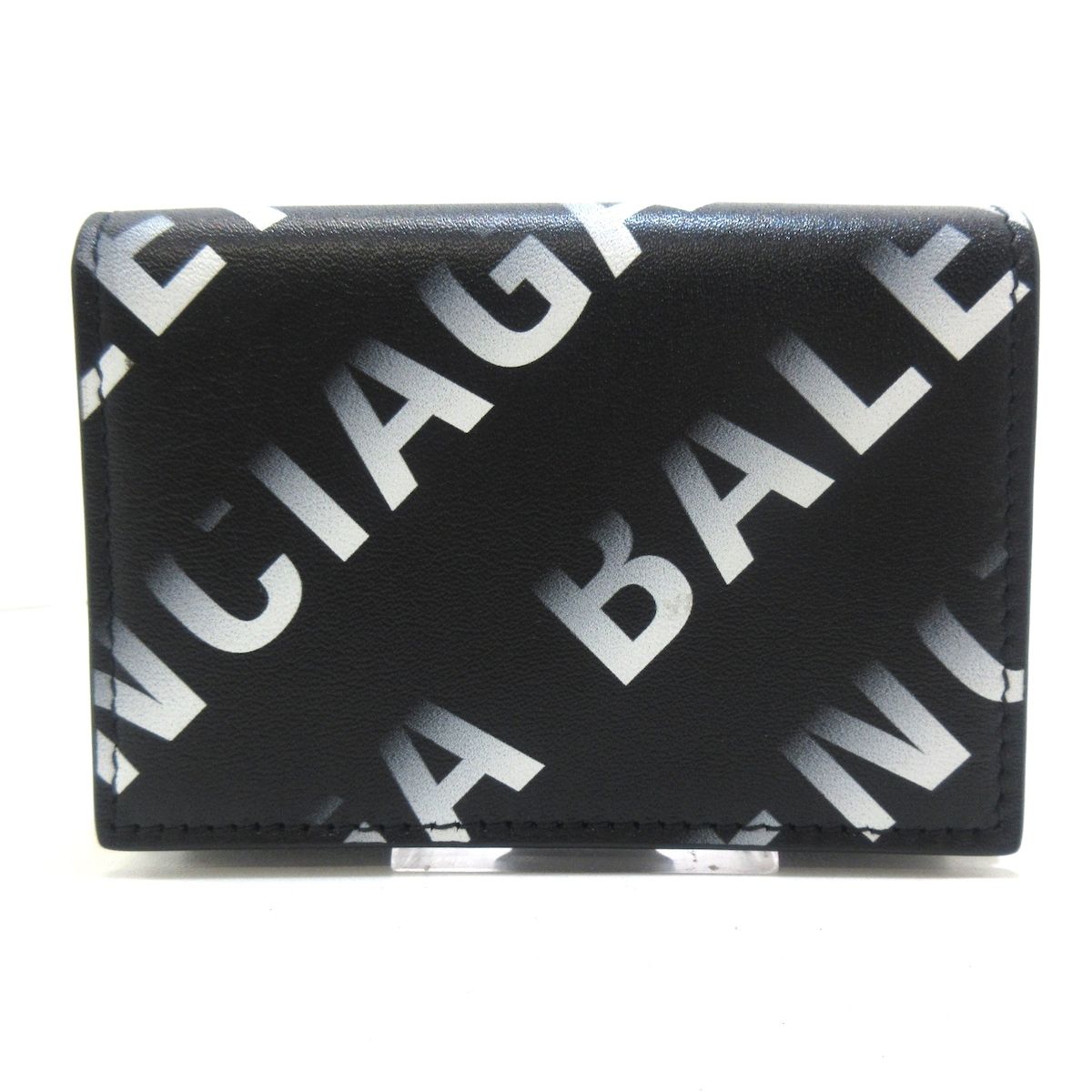 BALENCIAGA(バレンシアガ) 3つ折り財布美品 キャッシュ ミニ ウォレット 594312 黒×白 レザー - メルカリ