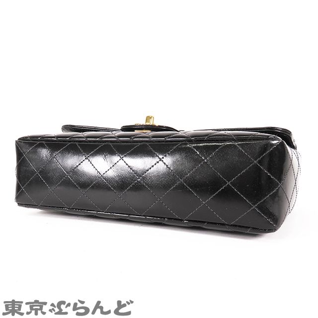 シャネル CHANEL 親子バッグ 親のみ ブラック ゴールド金具 エナメル 