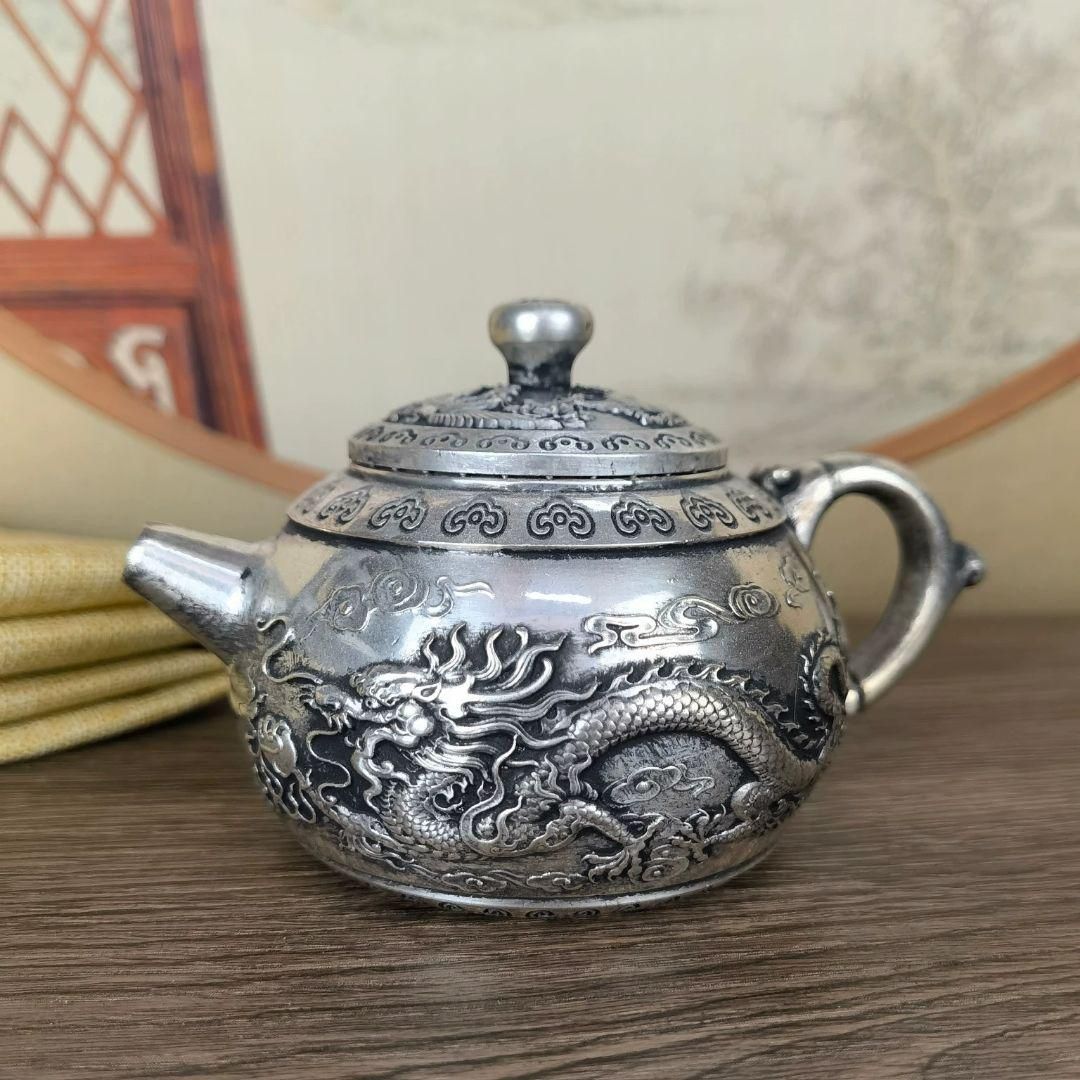 銅器 龍鳳提梁 徳利 急須 茶道具 工芸品 美術品 置物 銅器 龍鳳呈祥茶壺 徳利 茶道具 煎茶器 装飾品 工芸品 置物