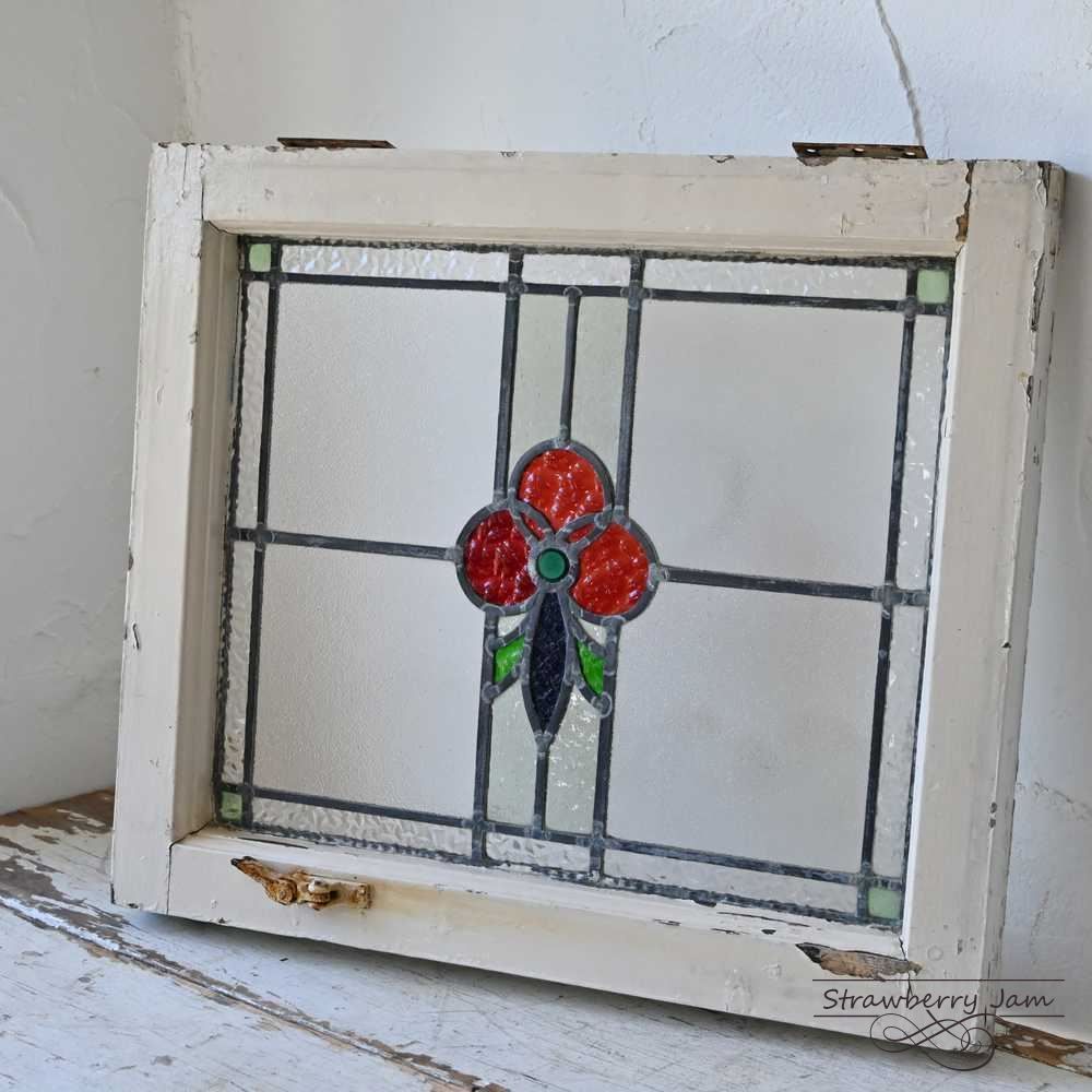 L3506-95-1 英国アンティーク ステンドグラス 窓枠 建材 小屋 DIY