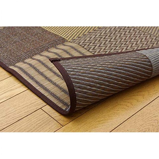 イケヒコ 良い い草 花ござ 京刺子 江戸間3畳 約174×261cm ブラウン