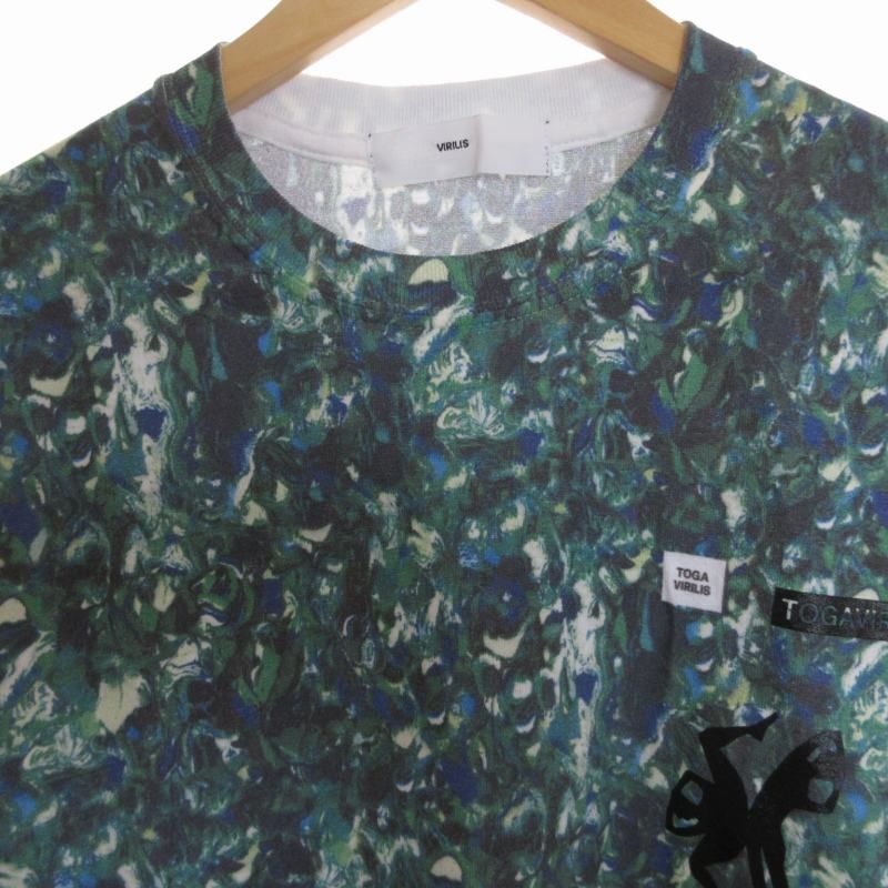 トーガ TOGA VIRILIS ビリリース タグ付 19SS Marble print T-shirt カットソー 半袖 マーブルプリント 総柄 緑  グリーン 44 約Sサイズ TV91-JK332 0622 - メルカリ