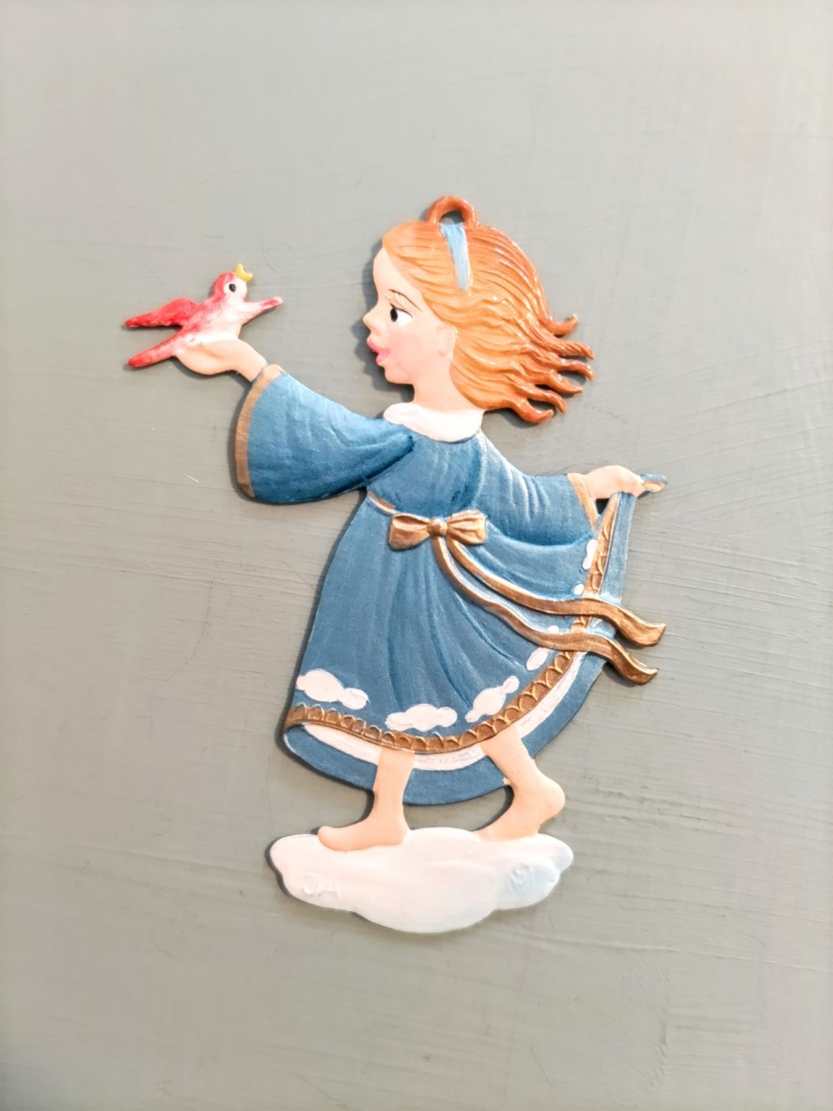 ドイツ工芸品　鳥と天使　錫飾り　クリスマス飾り　ドイツ雑貨　オーナメント