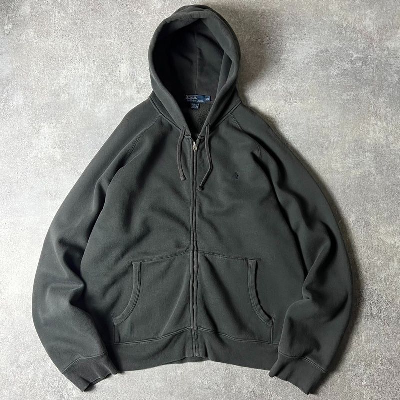 90s POLO RALPH LAUREN スウェット フード パーカー XXL / 90年代 オールド ポロ ラルフローレン グレー