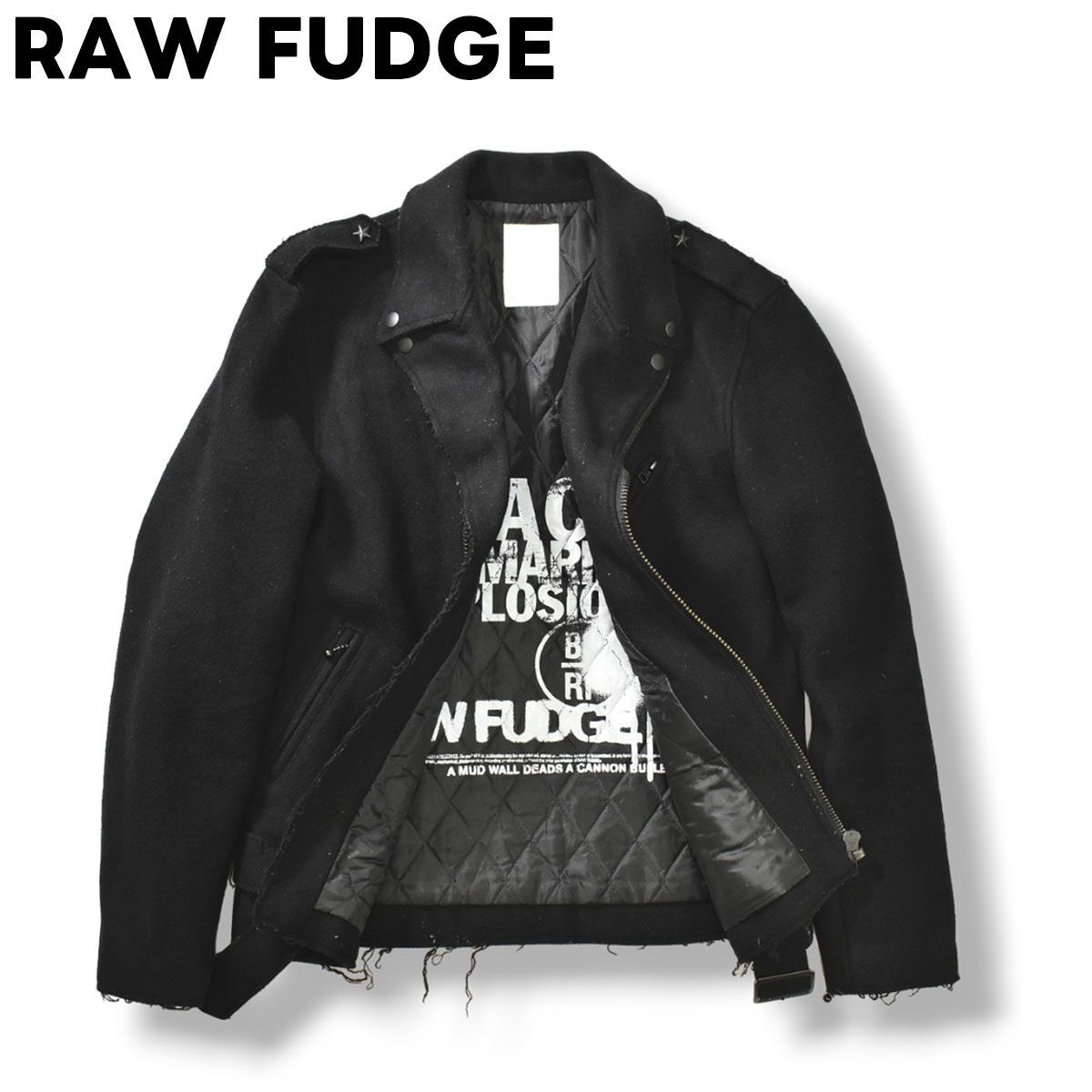 RAW FUDGE ローファッジ ウール ダブル ライダースジャケット L ブラック メンズ GDC NARCOTIC - メルカリ