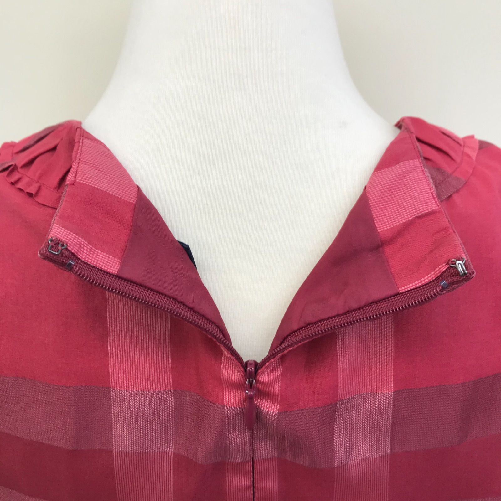 美品 BURBERRY バーバリーロンドン ノバチェック ワンピース 赤 21