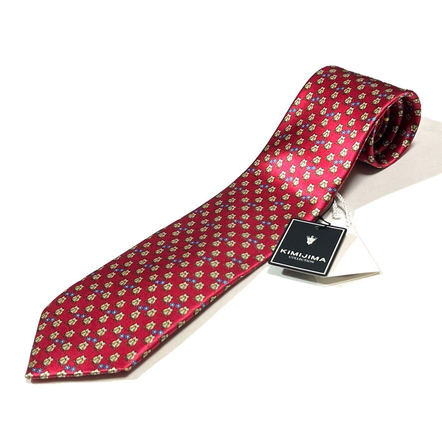 未使用　エルメス　ネクタイ　赤・紺　シルクジャガード　派手　結婚式 美品 エルメス ネクタイ 赤・黒・ピンク 総柄 派手 結婚式 楽天市場