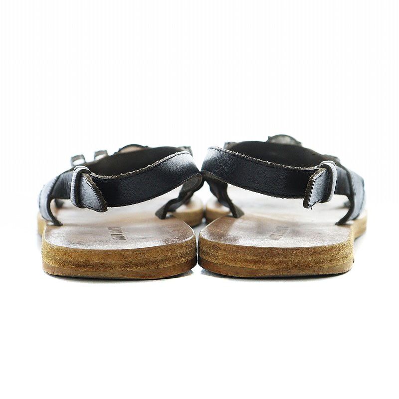 ミュウミュウ miumiu サンダル レザー ビジュー フラット 37