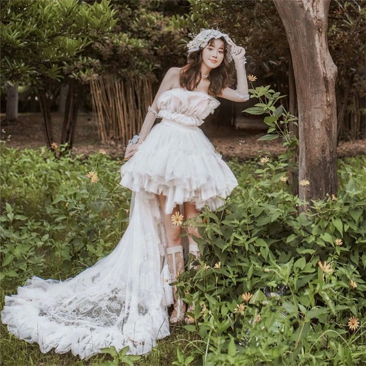 ウェディングドレス 二次会 ミニドレス トレーン リゾートドレス 結婚式 ブライダル ベアトップ 前撮り 海外挙式 花嫁 パーティードレス ガーデンウェディング