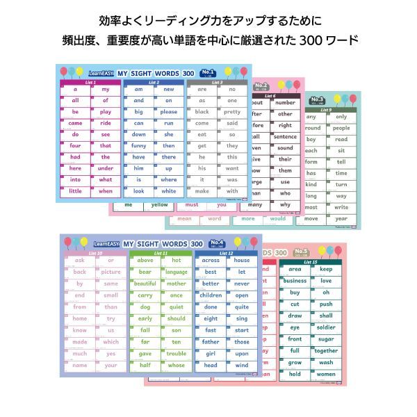 LearnEASY サイトワード入門 MY SIGHT WORD 300 ポスター５枚 発音CD付き 厳選300ワード