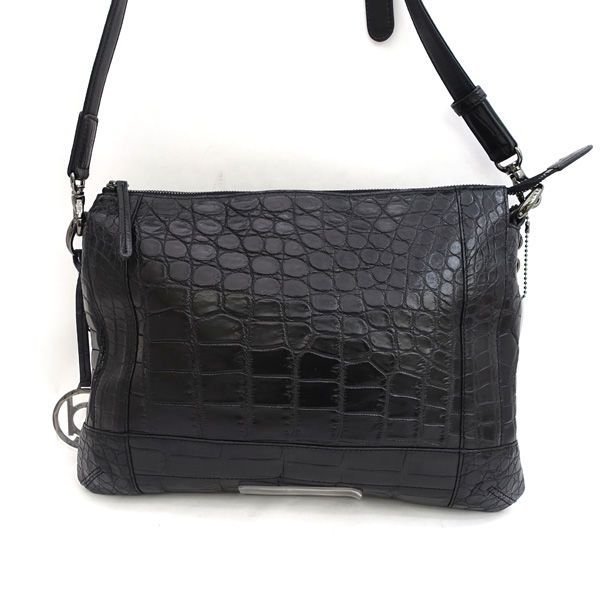 ボーグラン トートバッグ JRA認定 リアルクロコ レザー ブラック 2way BEAUGRAND / ボーグラン ◇クロコ 2WAY ショルダーバッグ JRA