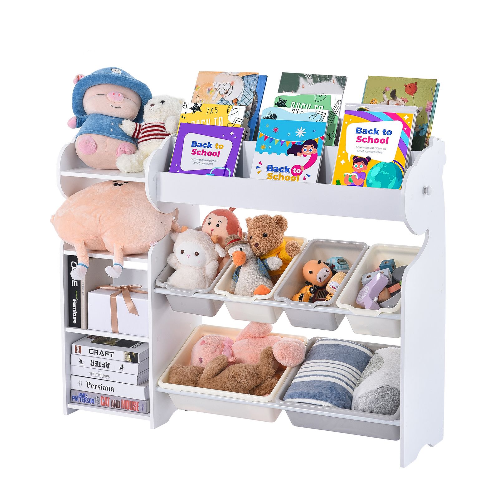 絵本ラック 絵本棚 大容量 本棚 収納ラック おもちゃ収納 収納ボックス 子供部屋 収納ケース 子ども用 家具 木製 キッズ