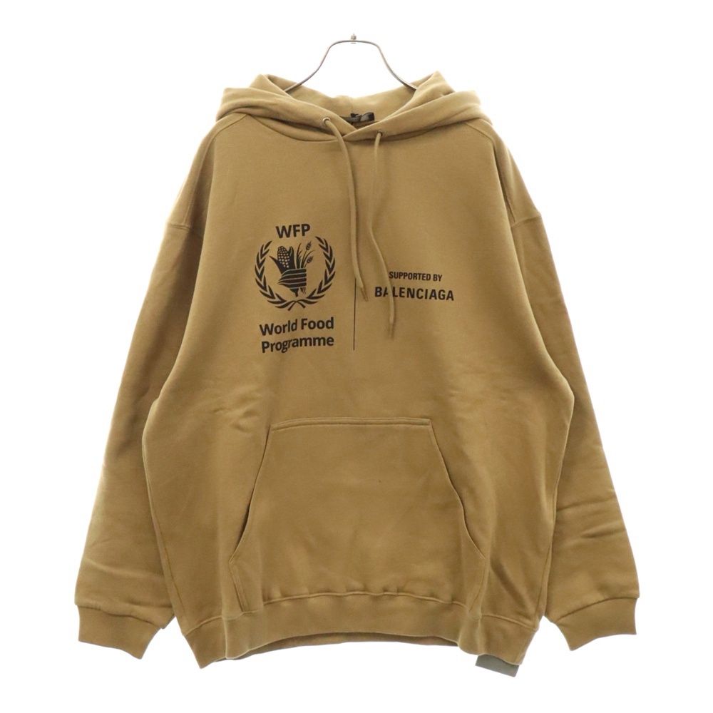 BALENCIAGA (バレンシアガ) 19SS WFPS World Food Programme WFPロゴプリントプルオーバースウェット パーカー ブラウン 600583 TJVK4